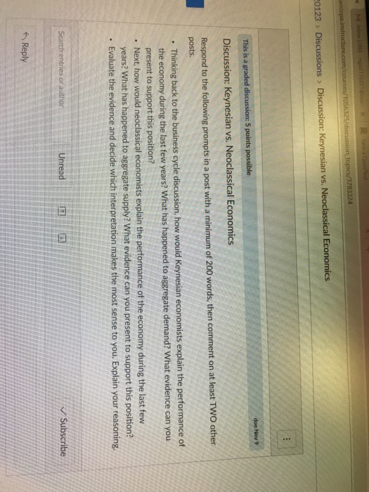 Solved l Eco 0123 Discussion: Keynesian vs. Neoclassical | Chegg.com