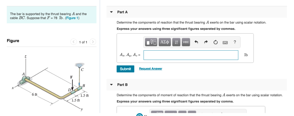 Solved Part A The Bar Is Supported By The Thrust Bearing A | Chegg.com