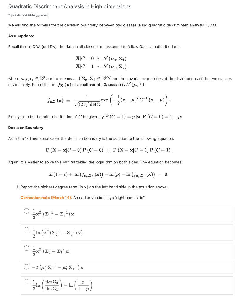 Solved Quadratic Discrimnant Analysis In High Dimensions 2 7225