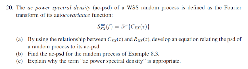 20. The ac power spectral density (ac-psd) of a WSS | Chegg.com
