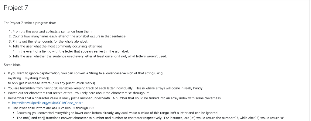 Solved Project 7 For Project 7, write a program that: 1. | Chegg.com