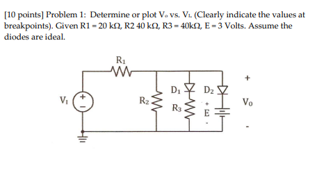 Solved [10 points] Problem 1: Determine or plot V. vs. V.. | Chegg.com