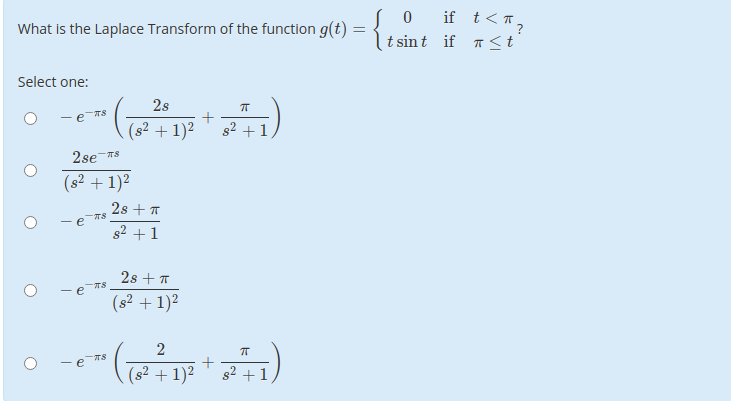 Solved What Is The Laplace Transform Of The Function G T Chegg Com