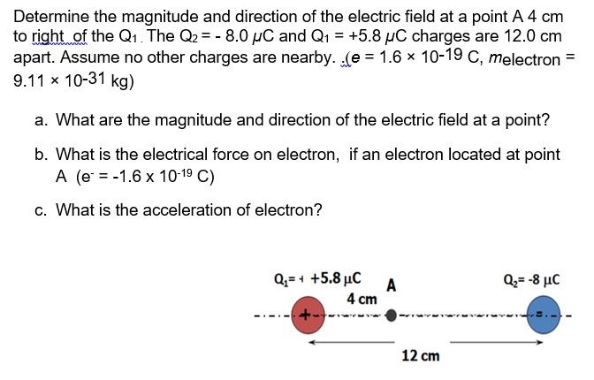 Solved Determine the magnitude and direction of the electric | Chegg.com