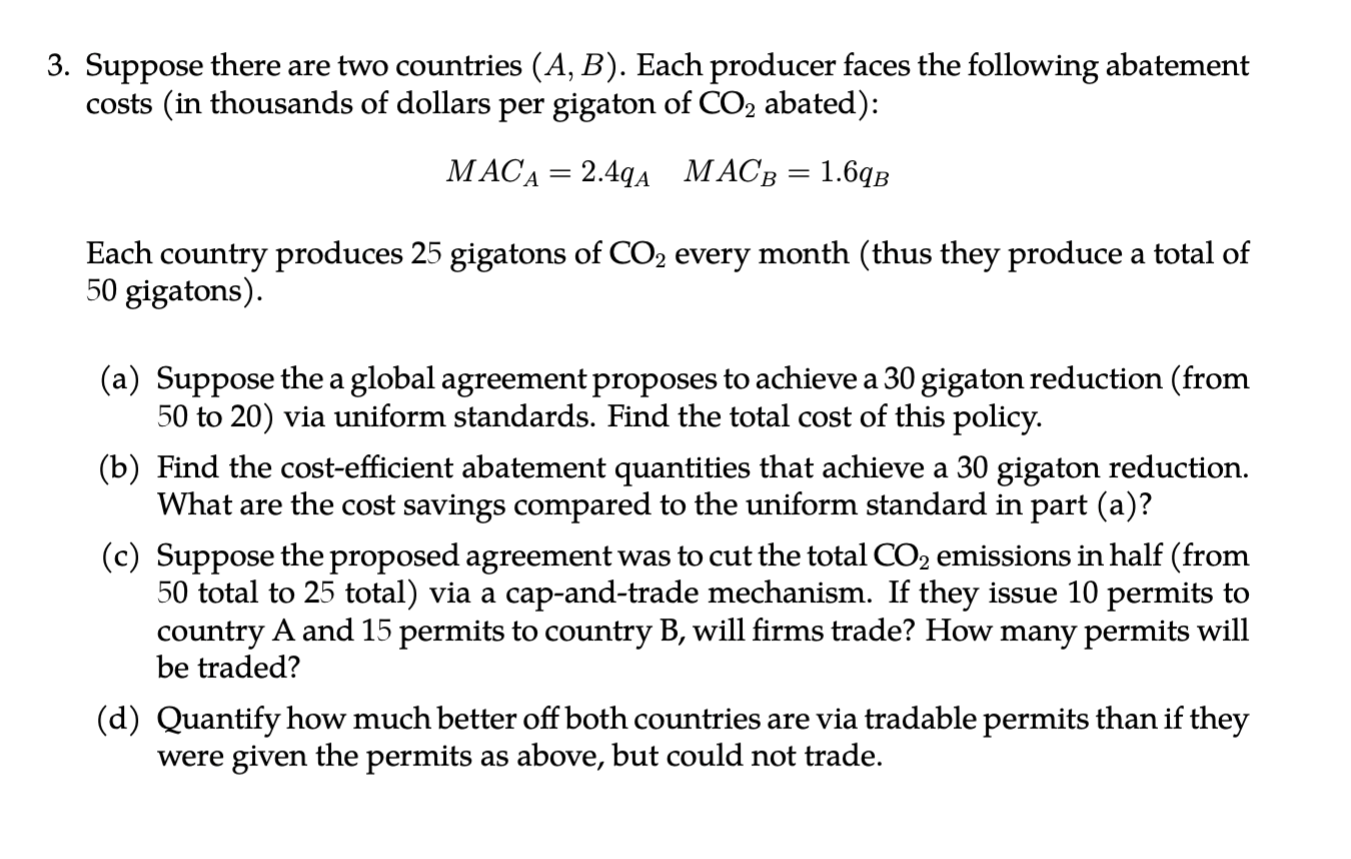 Solved Suppose There Are Two Countries (A,B). Each Producer | Chegg.com