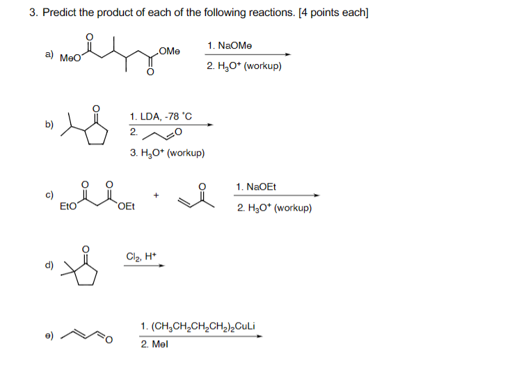 Solved 3. Predict the product of each of the following | Chegg.com