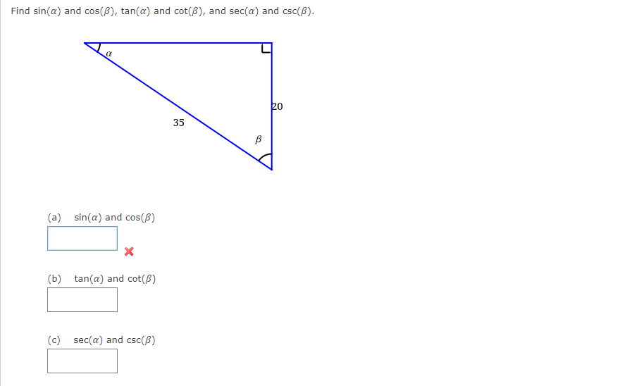 Solved Find sin(α) and cos(β),tan(α) and cot(β), and sec(α) | Chegg.com