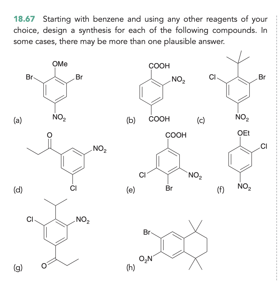 Solved 1 18.67 Starting With Benzene And Using Any Other | Chegg.com