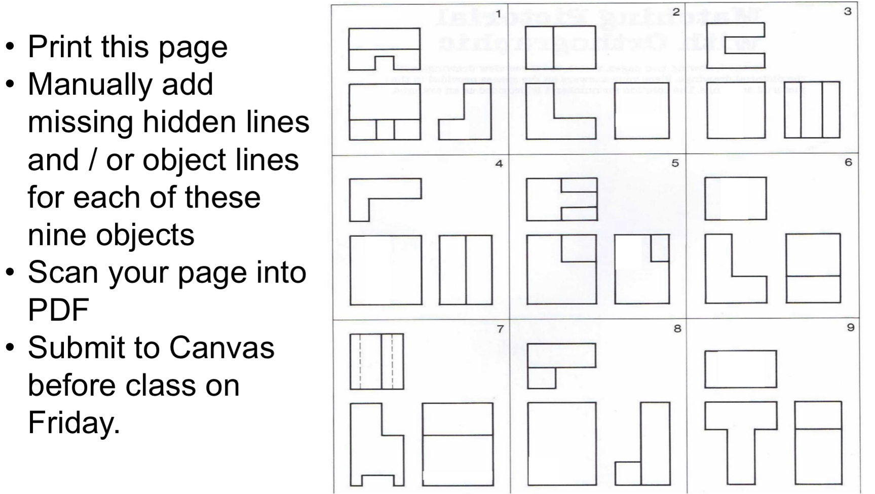 Please Add Hidden Lines And  Or Object Lines The 