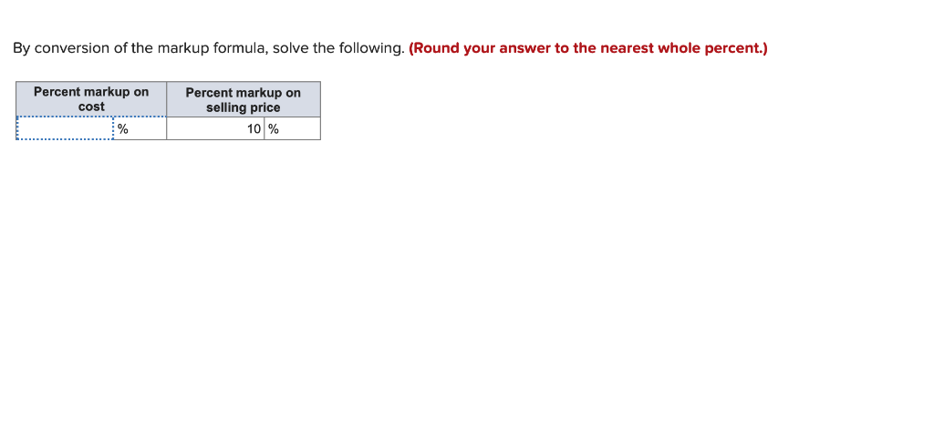 Solved By conversion of the markup formula, solve the | Chegg.com
