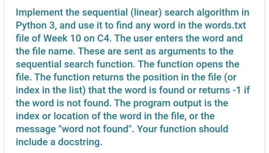 Solved python 3, create a text file on your own is ok. | Chegg.com