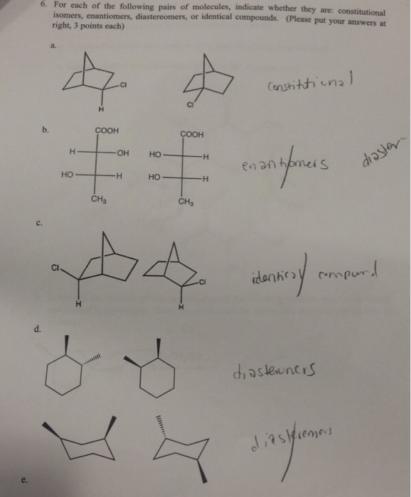 Solved 6. For each of the following pairs of molecules, | Chegg.com