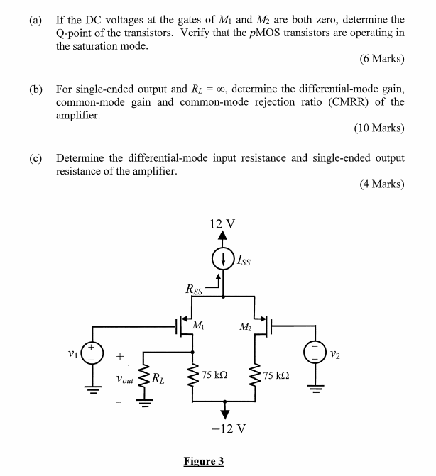 Solved 3. . For the differential amplifier circuit shown in | Chegg.com