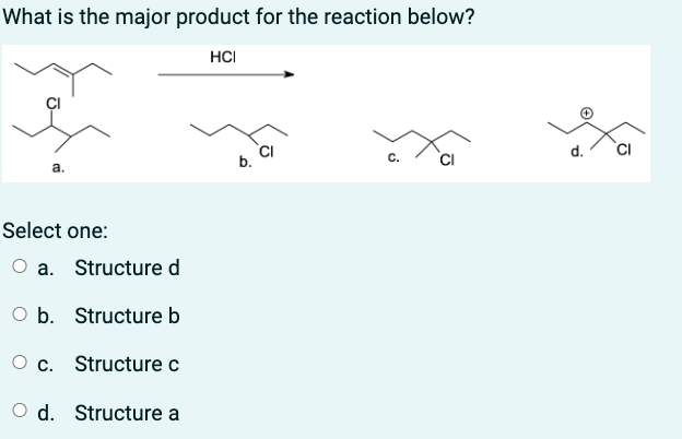 Solved What Is The Major Product For The Reaction Below? | Chegg.com