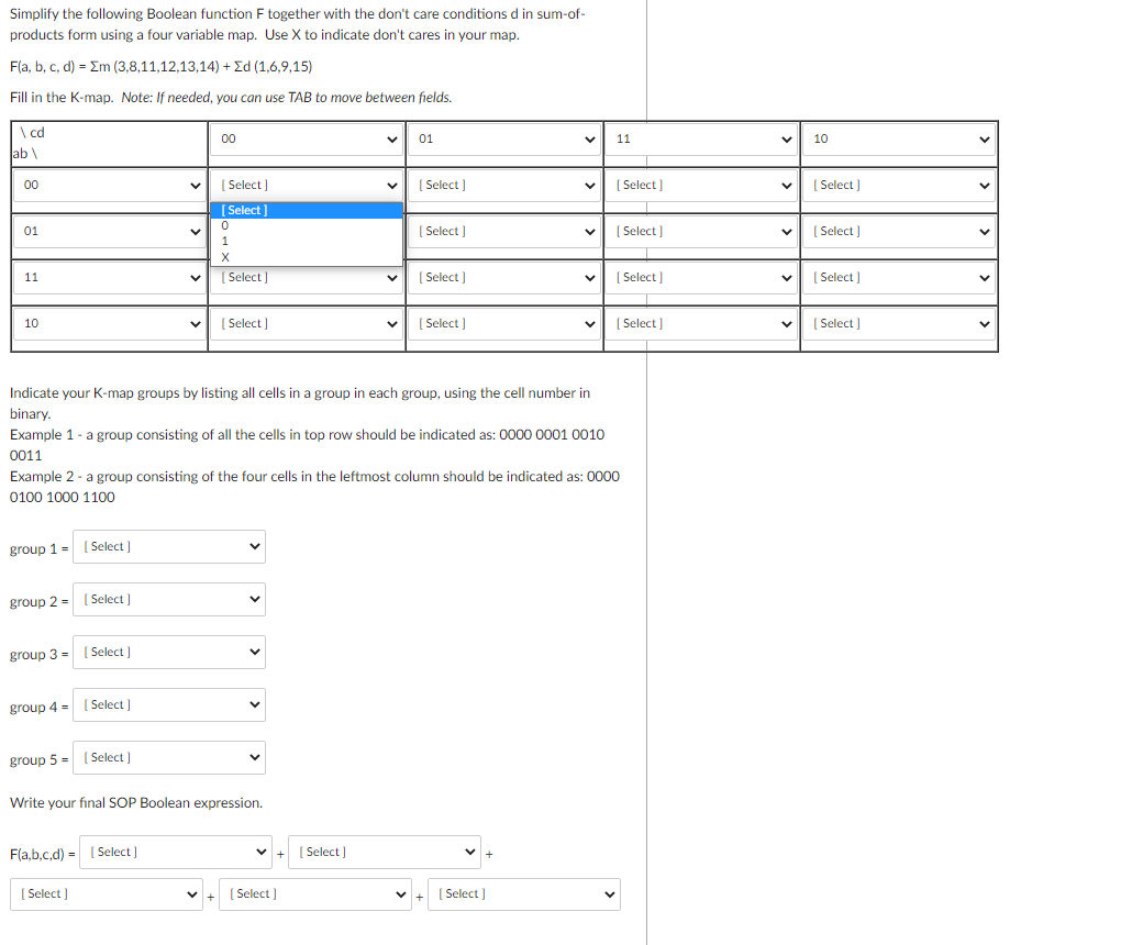 Solved Simplify The Following Boolean Function F Together | Chegg.com