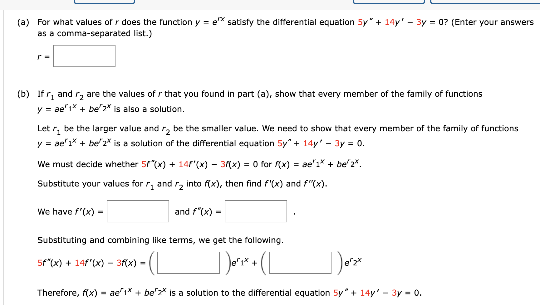 Solved A For What Values Of R Does The Function Y Erx