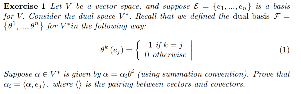 Solved Exercise 1 Let V be a vector space, and suppose E = | Chegg.com