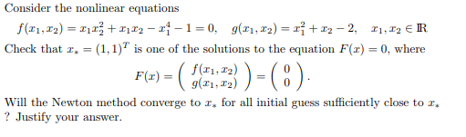 Solved Use Newton's Method for solving systems of equations | Chegg.com