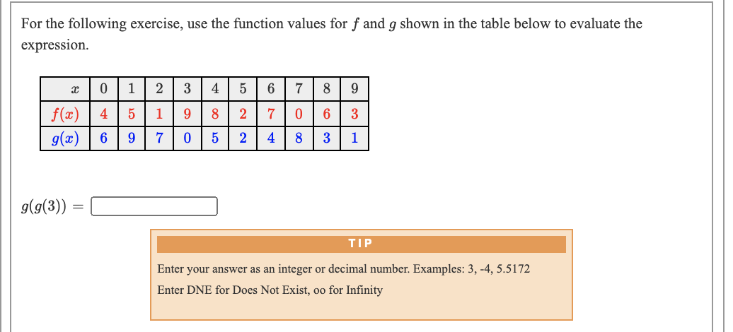 Solved For the following exercise, use the function values | Chegg.com
