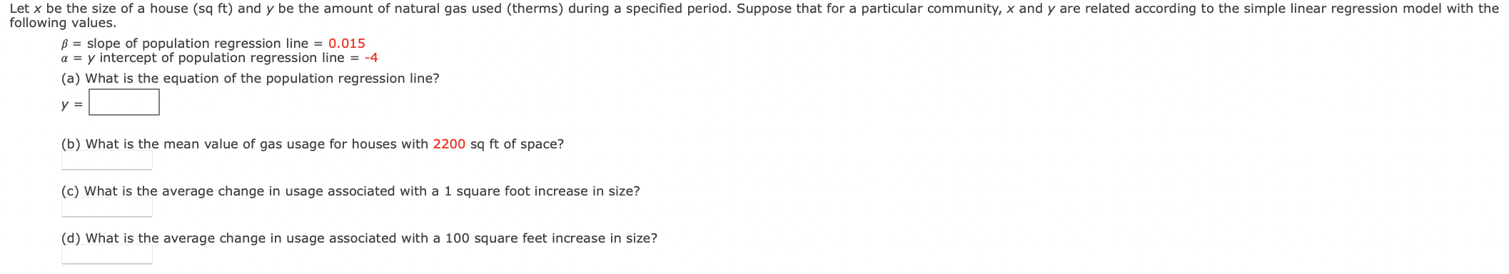 Solved following values. β= slope of population regression | Chegg.com