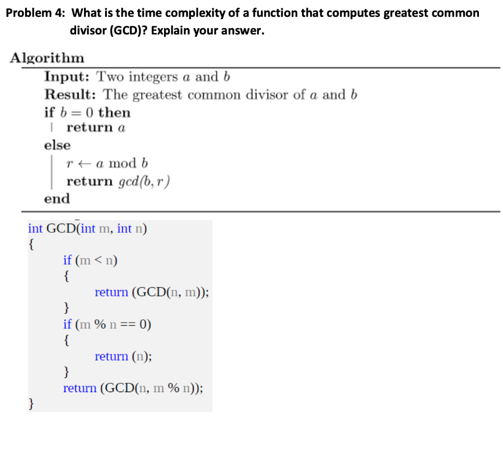 Solved Problem 4: What Is The Time Complexity Of A Function | Chegg.com