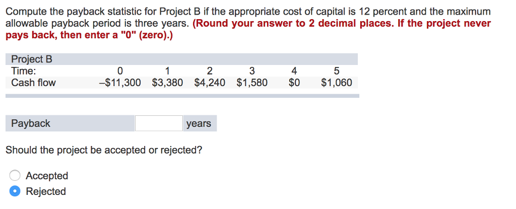 Solved Compute the payback statistic for Project B if the | Chegg.com
