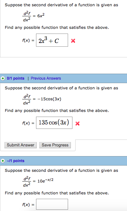 Solved Suppose The Second Derivative Of A Function Is Given 0351