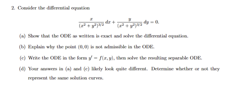 Solved 2. Consider the differential equation | Chegg.com