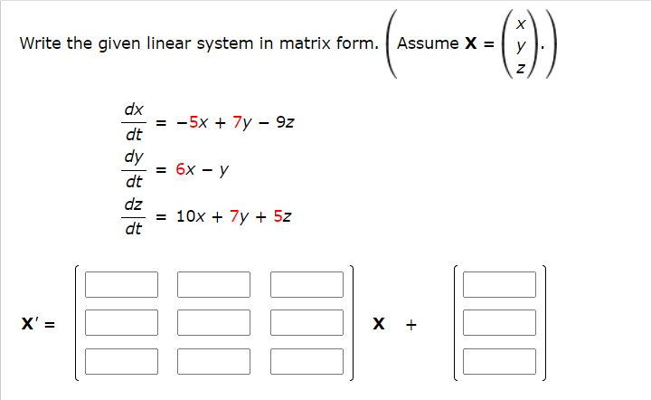 Solved Write the given linear system in matrix form. ( | Chegg.com