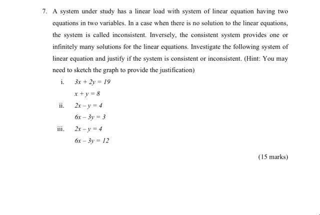 Solved A system under study has a linear load with system of | Chegg.com