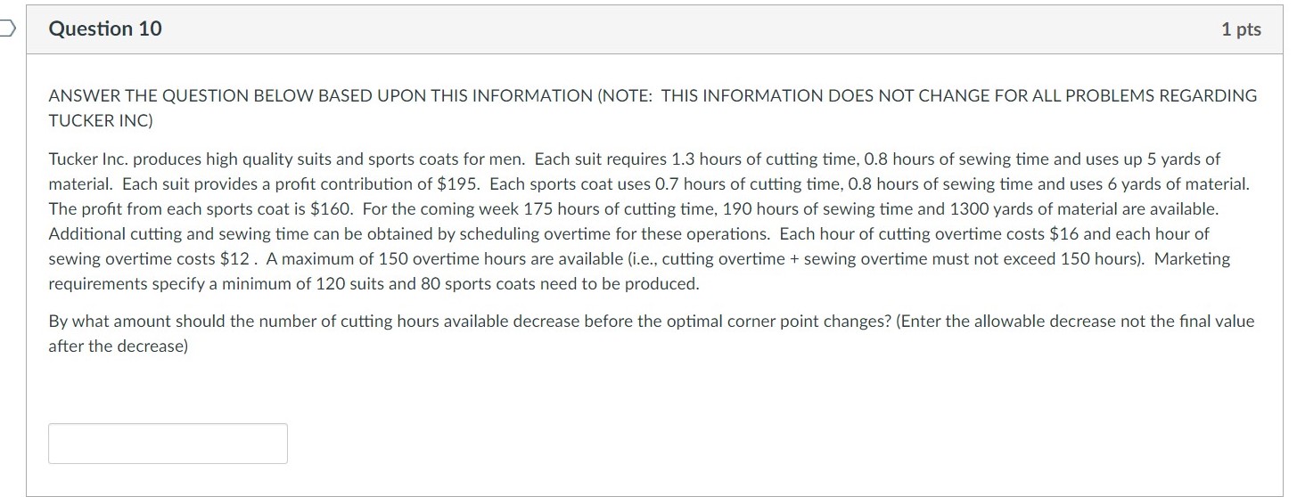 Solved Question 10 1 pts ANSWER THE QUESTION BELOW BASED | Chegg.com