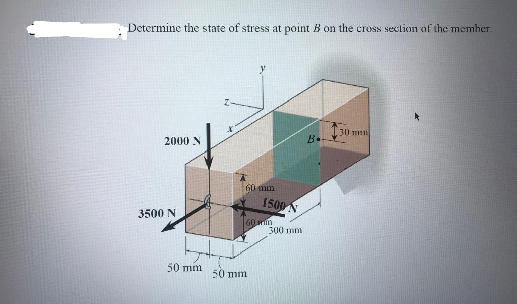 Solved Determine the state of stress at point B on the cross | Chegg.com