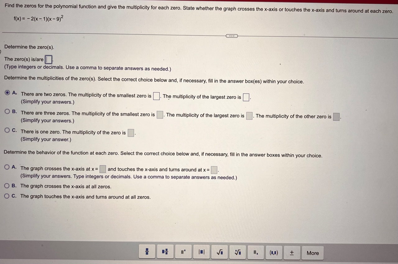 Solved Find the zeros for the polynomial function and give | Chegg.com