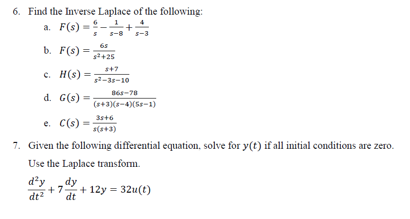 Solved 6. Find the Inverse Laplace of the following: a. | Chegg.com