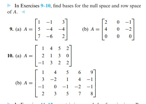 Solved In Exercises 9 10 find bases for the null space and