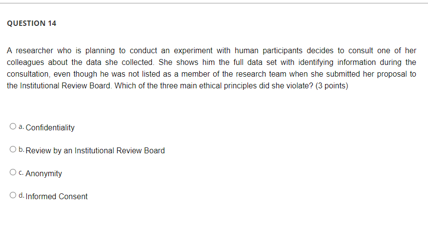 Solved A researcher who is planning to conduct an experiment | Chegg.com