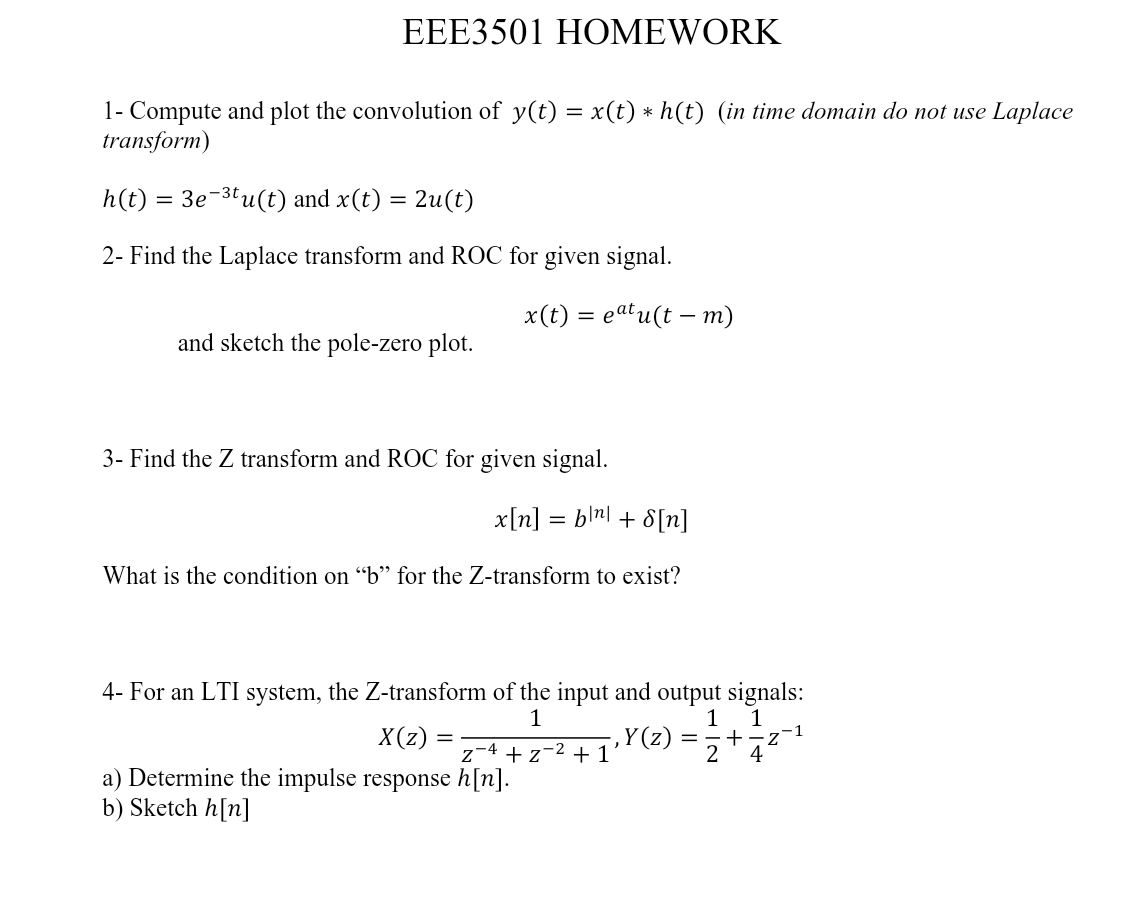 Solved Eee3501 Homework 1 Compute And Plot The Convolu Chegg Com