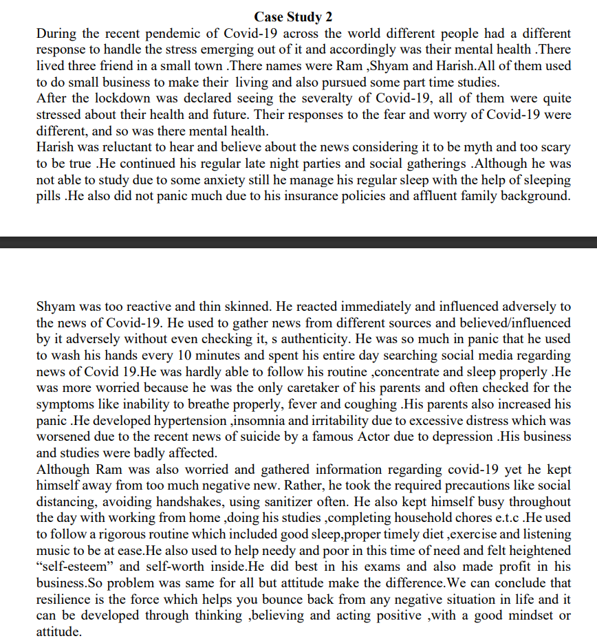 Solved Case Study 2 During the recent pendemic of Covid-19 