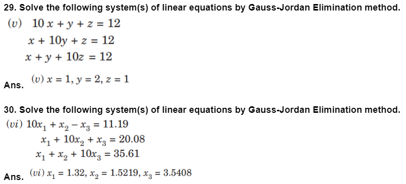 Solved 29. Solve the following system(s) of linear equations | Chegg.com