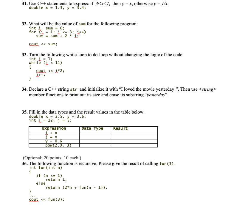 Solved What Will Be Printed For Each Cout Statement Of Chegg Com