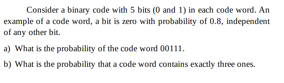Solved Consider a binary code with 5 bits ( 0 and 1) in each | Chegg.com