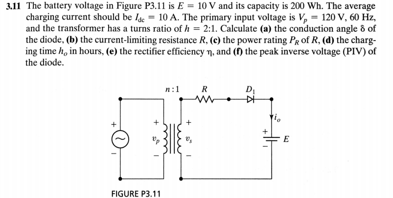 Solved 3.11 The battery voltage in Figure P3.11 is E-10 V | Chegg.com