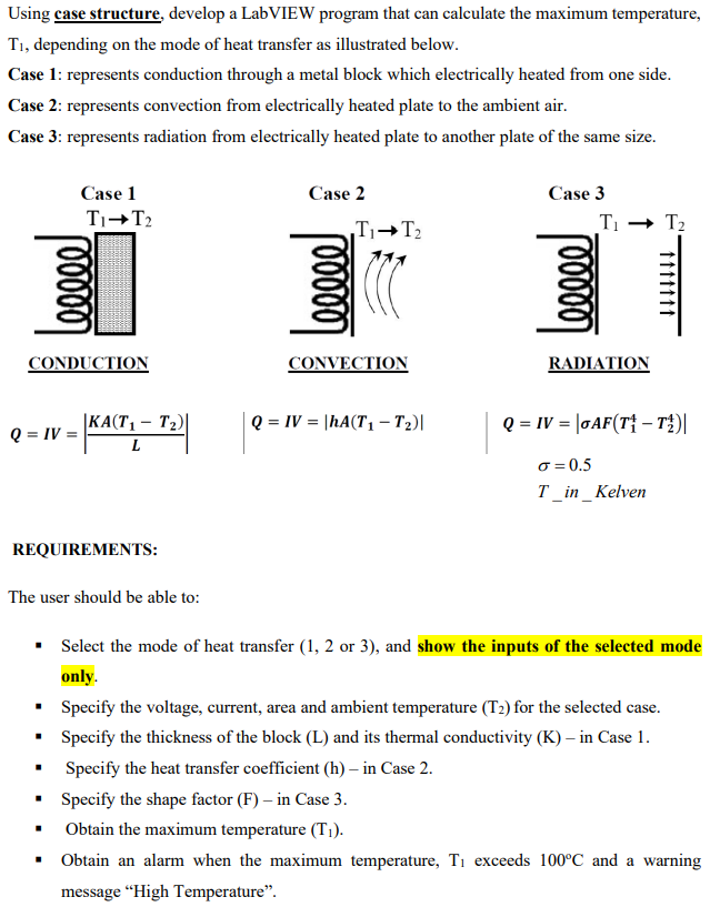 Using case structure, develop a LabVIEW program that | Chegg.com