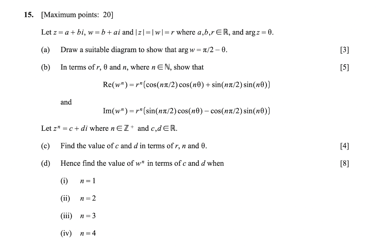 Solved 15. [Maximum Points: 20] Let Z = A + Bi, W=b+ai And | Chegg.com