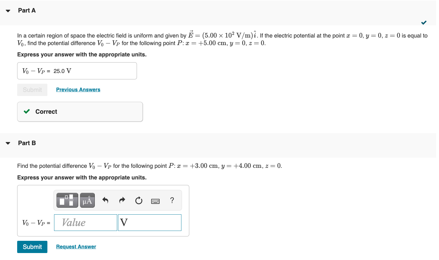 Solved Part A In a certain region of space the electric | Chegg.com