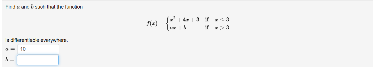 Solved Find A And B Such That The Function Is Differentiable | Chegg.com