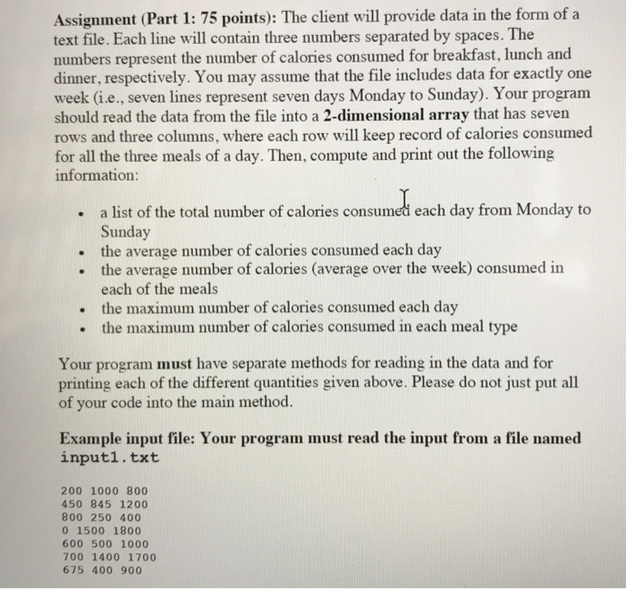 Solved Assignment (Part 1: 75 points): The client will | Chegg.com