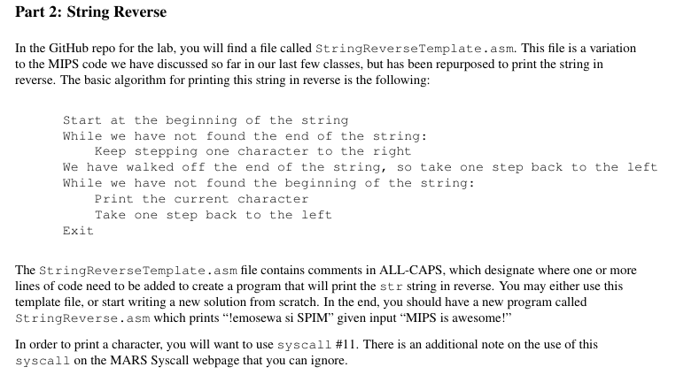 Solved MIPS questions when trying to reverse string | Chegg.com