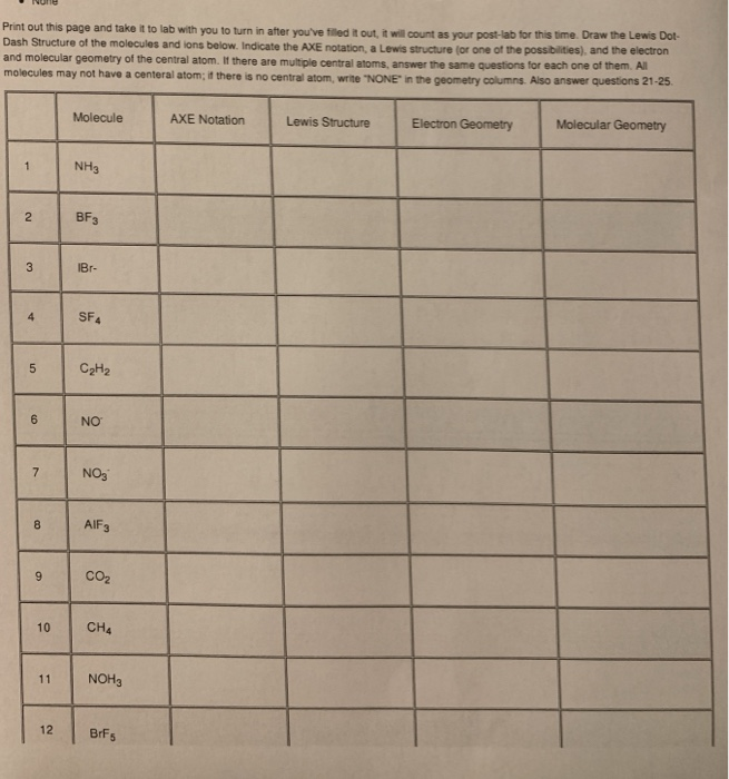 Solved Print out this page and take it to lab with you to | Chegg.com