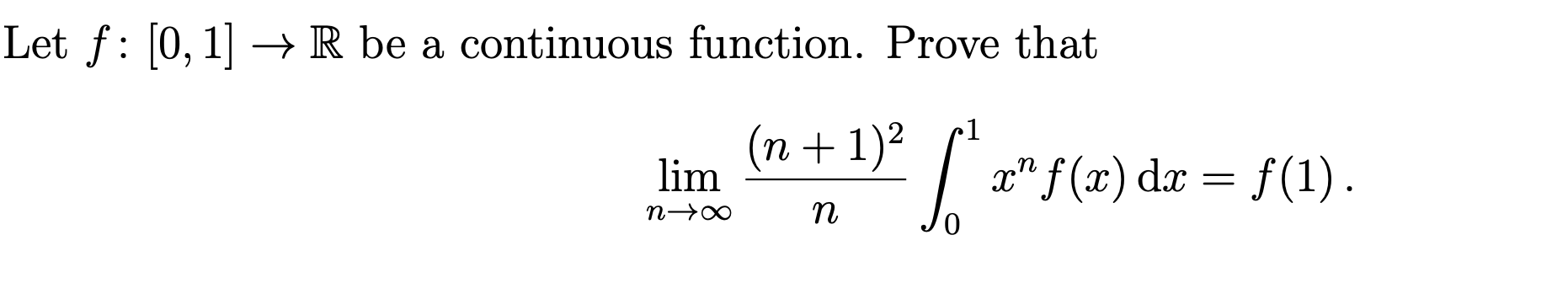 Solved Let F [0 1] → R Be A Continuous Function Prove